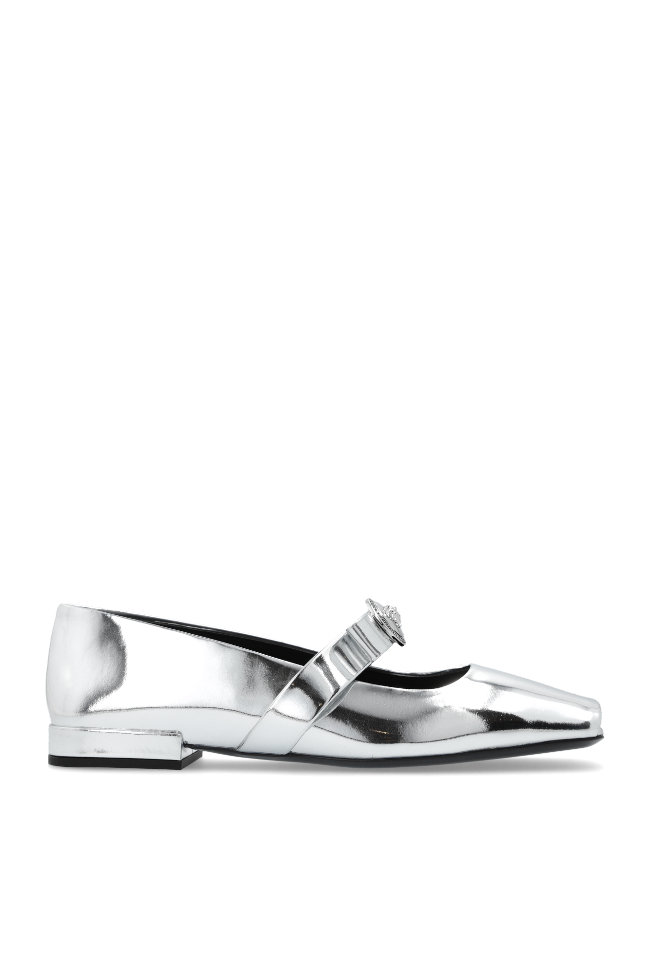 For fewer shoes - Silver 'Gianni' ballet flats Versace
